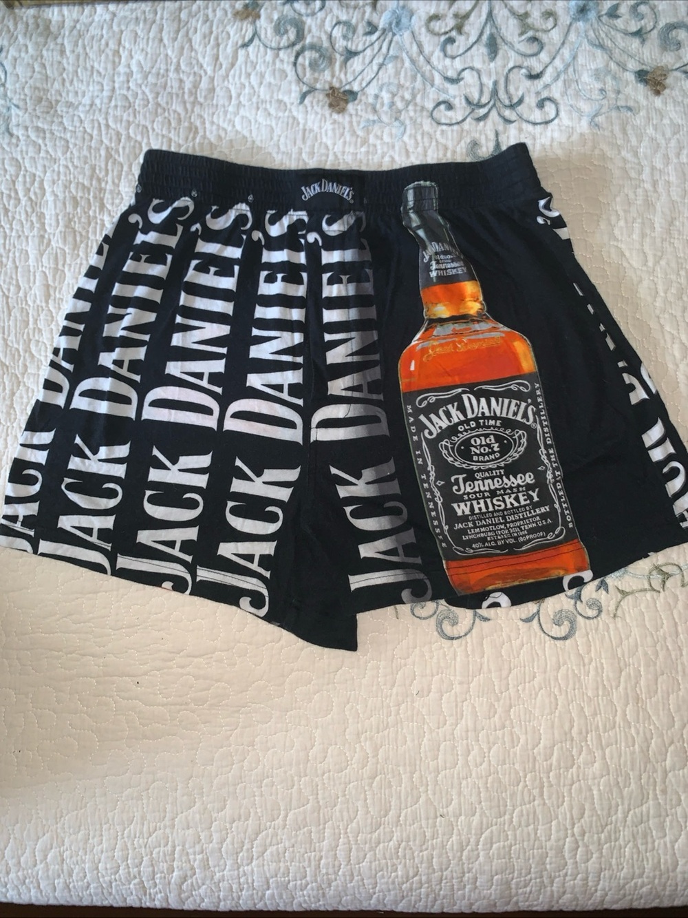 NWOT Jack Daniels Black Boxers with White Logo and Amber Bottle Print size M